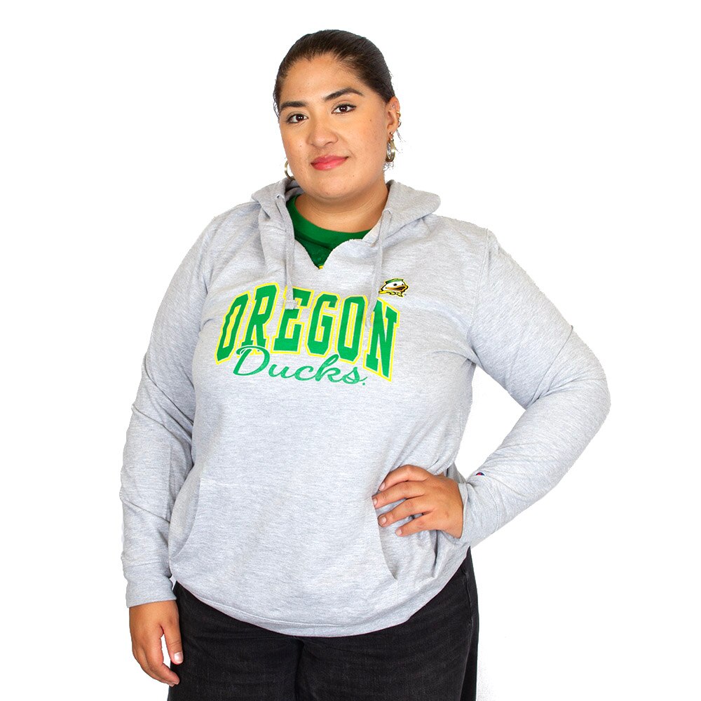 Arched Oregon, Champion, Grey, Hoodie, Cotton Blend, Women, Powerblend, Pullover, Sweatshirt, 959484
